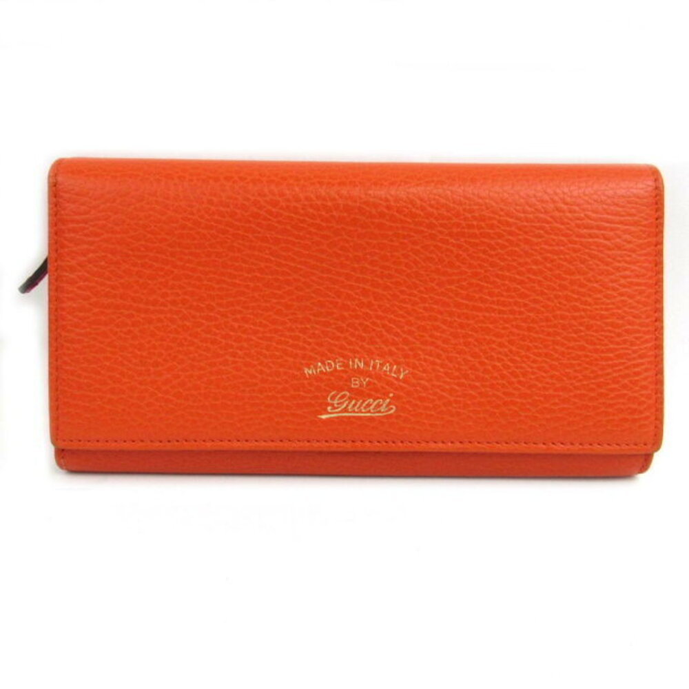 Gucci L Zip Long Wallet Leather Orange Shocking Pink